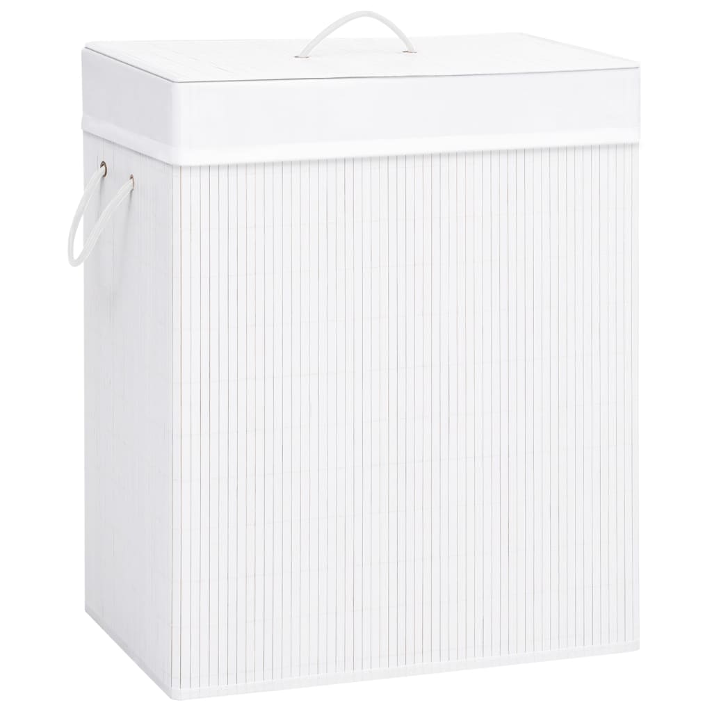 Panier à linge Vidaxl avec 1 boîte 83 l Bamboo blanc