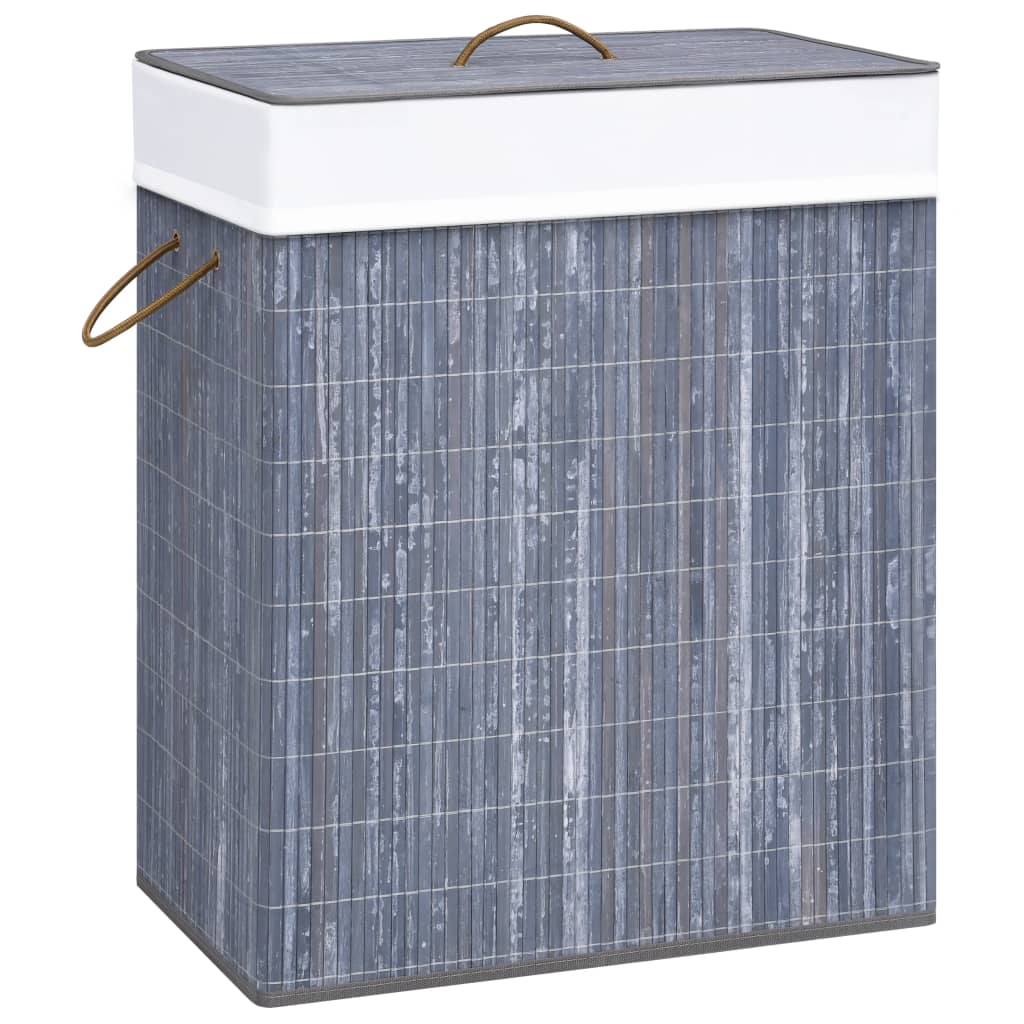 Vidaxl laundry basket with 1 box 83 l bamboo gray