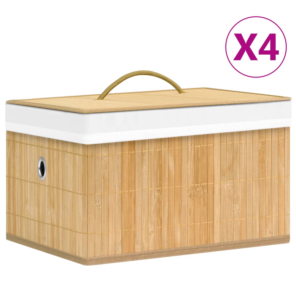 Vidaxl Storage Boxes 4 St Bamboo