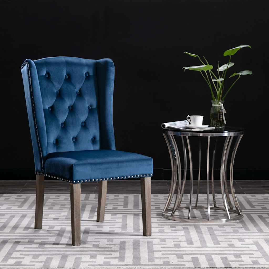 Vidaxl eetkamerstoel fluweel blauw