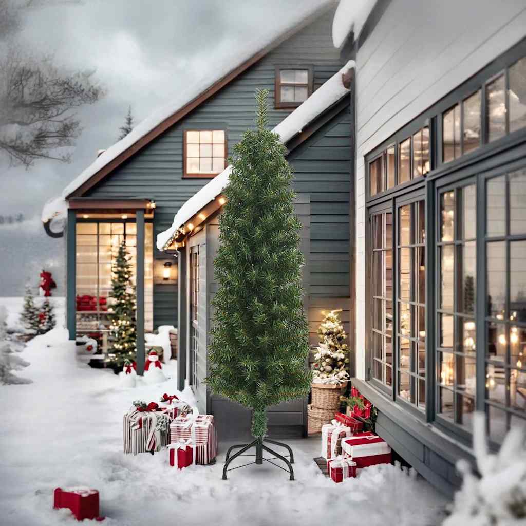 Vidaxl kunstkerstboom met standaard smal 240 cm pvc groen