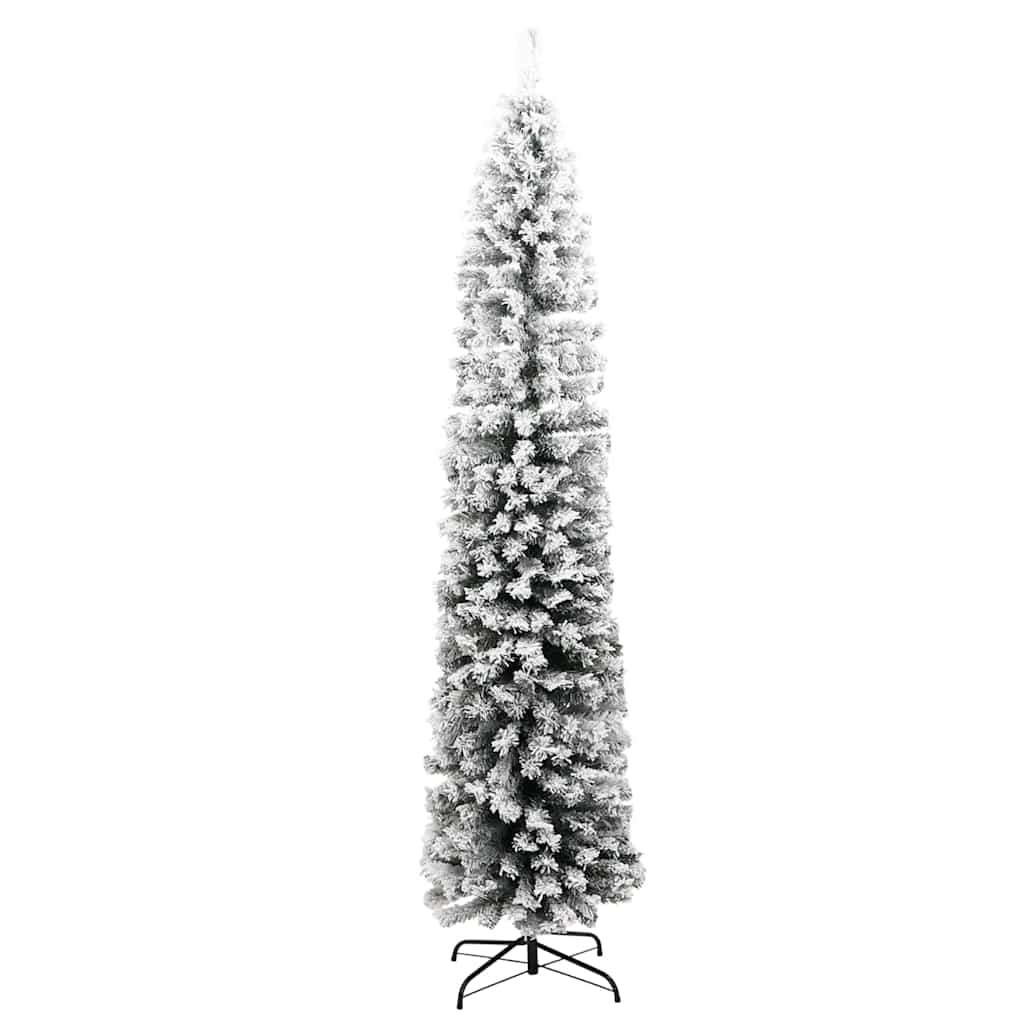 Vidaxl kunstkerstboom met sneeuw smal 210 cm pvc groen