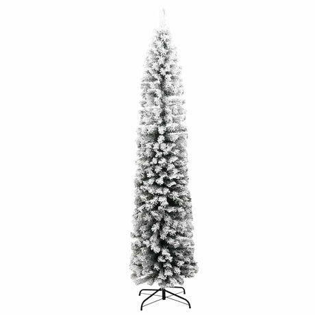 Vidaxl kunstkerstboom met sneeuw smal 240 cm pvc groen