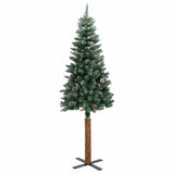 Vidaxl kerstboom met echt hout en sneeuw smal 150 cm groen