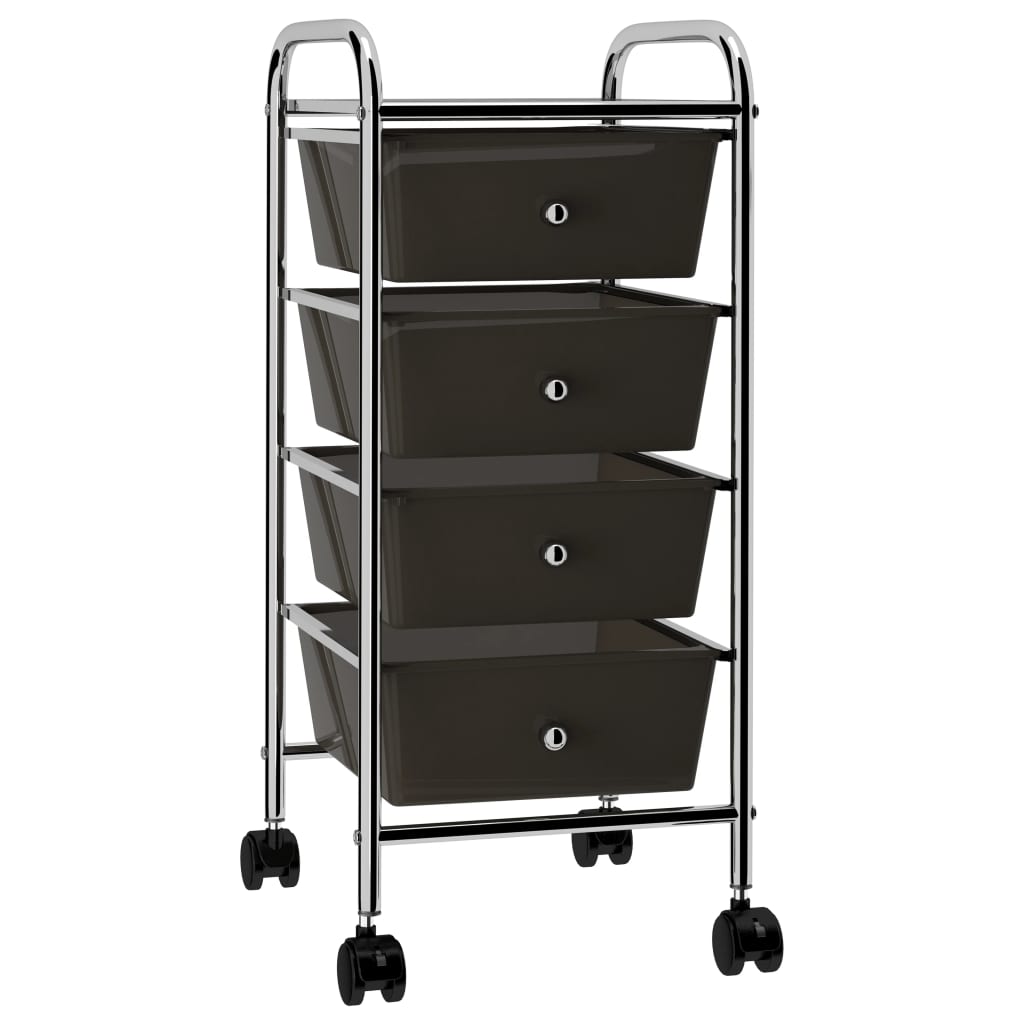 Vidaxl Storage Trolley con 4 cajones de plástico móvil negro