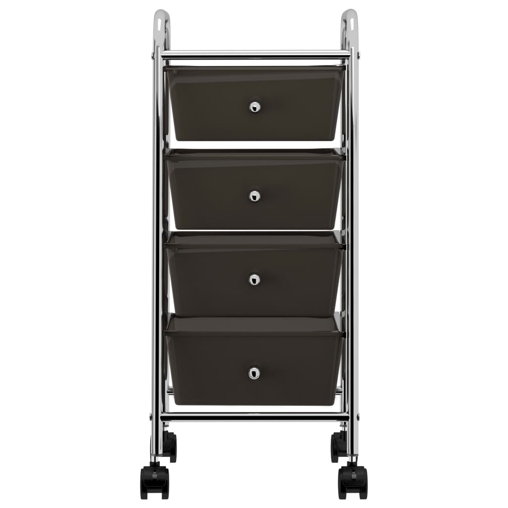 Vidaxl Storage Trolley con 4 cassetti Mobile Plastic Black