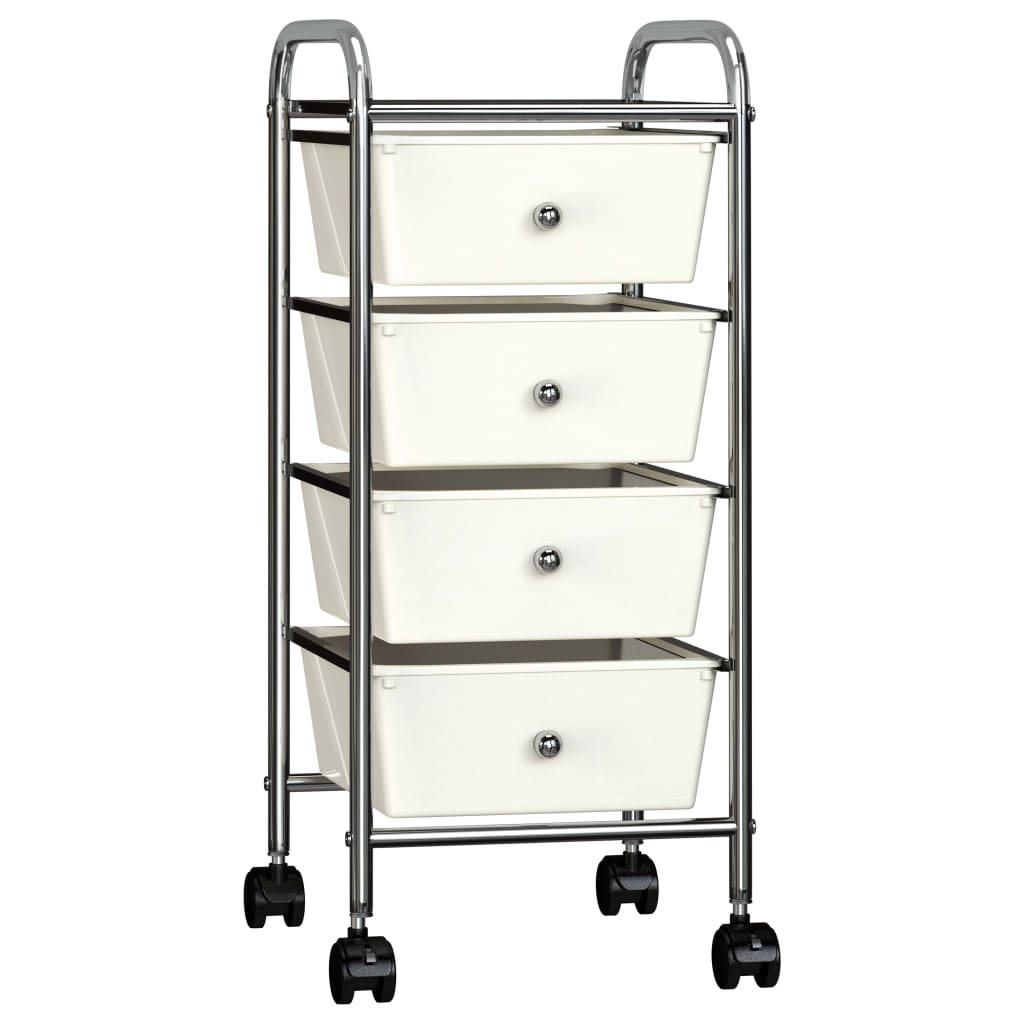 Vidaxl Storage Trolley con 4 cajones de plástico móvil blanco