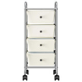 Vidaxl Storage trolley with 4 drawers mobile plastic white