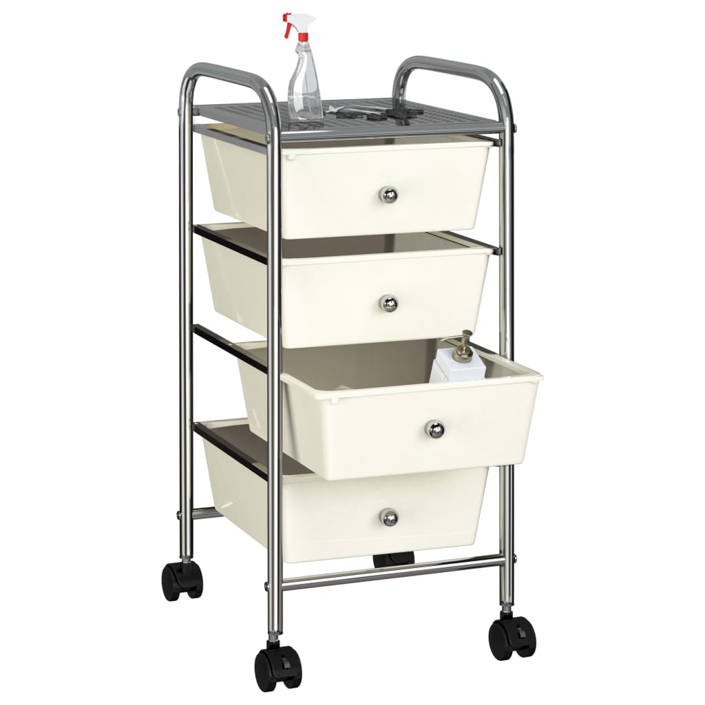 Vidaxl Storage trolley with 4 drawers mobile plastic white