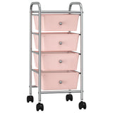 Vidaxl Storage Trolley mit 4 Schubladen Mobile Plastikrosa