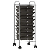 Vidaxl Storage Trolley con 10 cajones de plástico móvil Negro