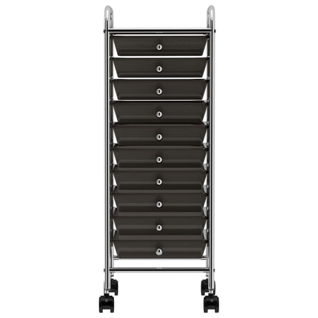 Vidaxl opbergtrolley met 10 lades mobiel kunststof zwart