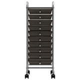 Vidaxl Storage Trolley con 10 cassetti Mobile Plastic Black