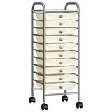 Vidaxl Storage Trolley con 10 cajones de plástico móvil blanco