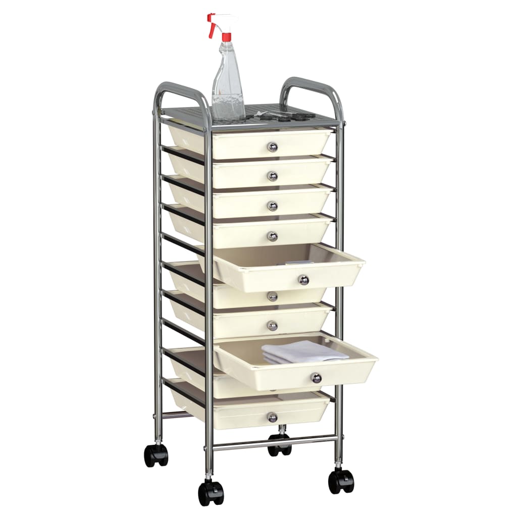 Vidaxl Storage Trolley con 10 cassetti Mobile Plastic White