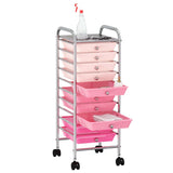 Vidaxl Storage Trolley med 10 skuffer mobil plast ombre pink