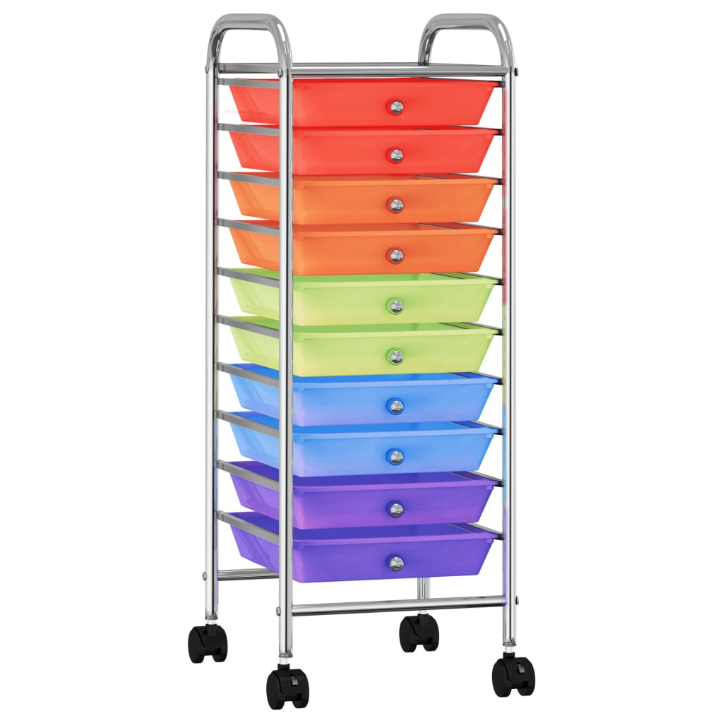 Vidaxl Storage Trolley con 10 cassetti di plastica mobile multilorata