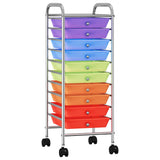 Vidaxl Storage Trolley con 10 cajones de plástico móvil multicolor