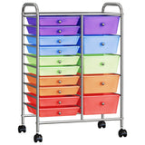 Vidaxl Storage trolley with 15 drawers mobile XXL plastic multi -colored