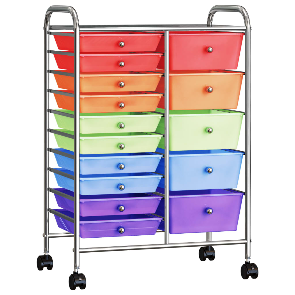 Vidaxl Storage Trick s 15 predali Mobile XXL Plastic Multi -Colored