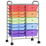 Vidaxl Storage Trolley con 15 cajones móvil XXL Plastic Multi -Colored