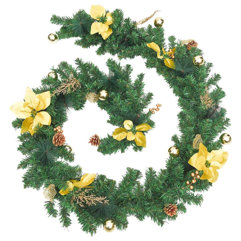 Vidaxl Christmas Garland med LED -lys 2,7 m PVC grønn