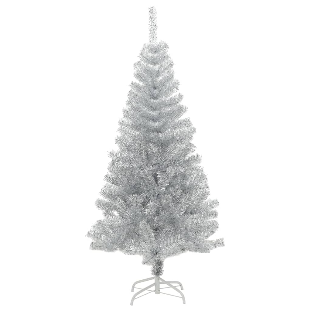 VidaXL Kunstkerstboom met standaard 150 cm PET zilverkleurig