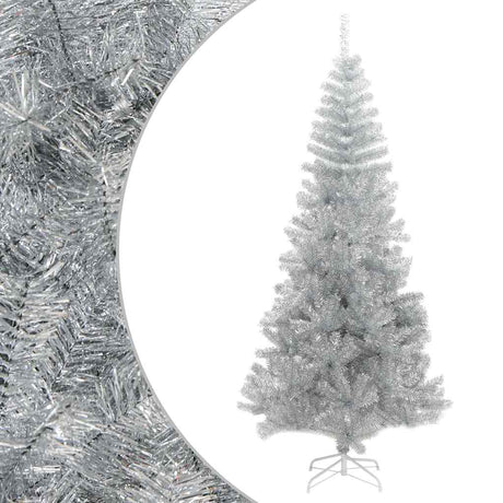 Vidaxl kunstkerstboom met standaard 210 cm pet zilverkleurig