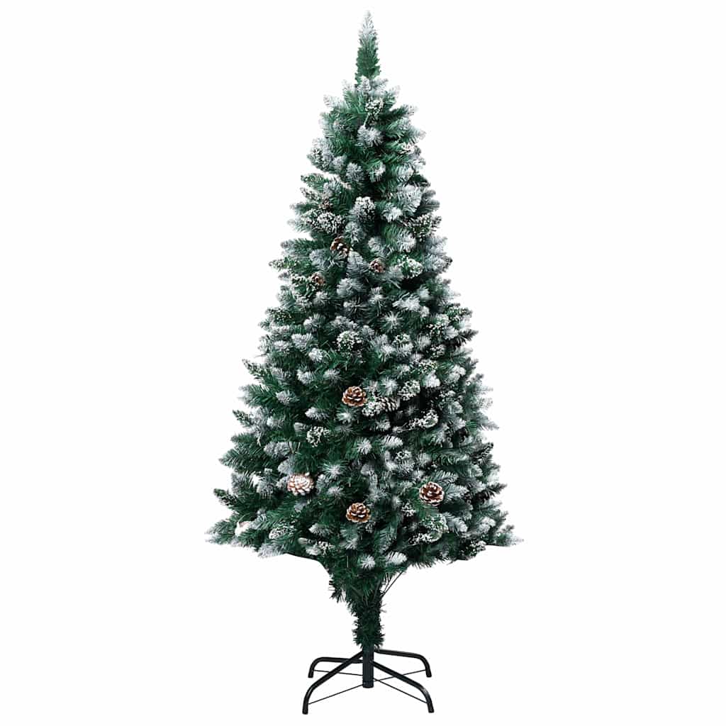 Vidaxl kunstkerstboom met dennenappels en witte sneeuw 180 cm