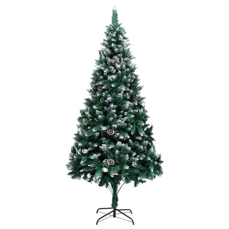 Vidaxl kunstkerstboom met dennenappels en witte sneeuw 210 cm