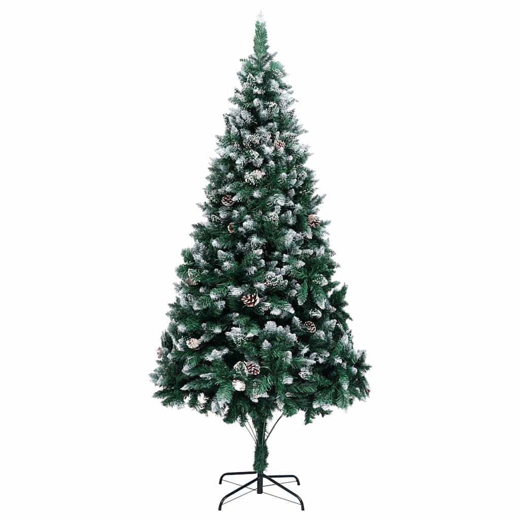 Vidaxl kunstkerstboom met dennenappels en witte sneeuw 210 cm