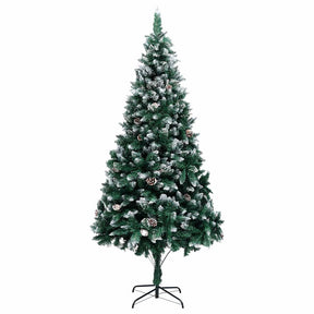 Vidaxl kunstkerstboom met dennenappels en witte sneeuw 210 cm