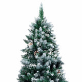 Vidaxl kunstkerstboom met dennenappels en witte sneeuw 210 cm