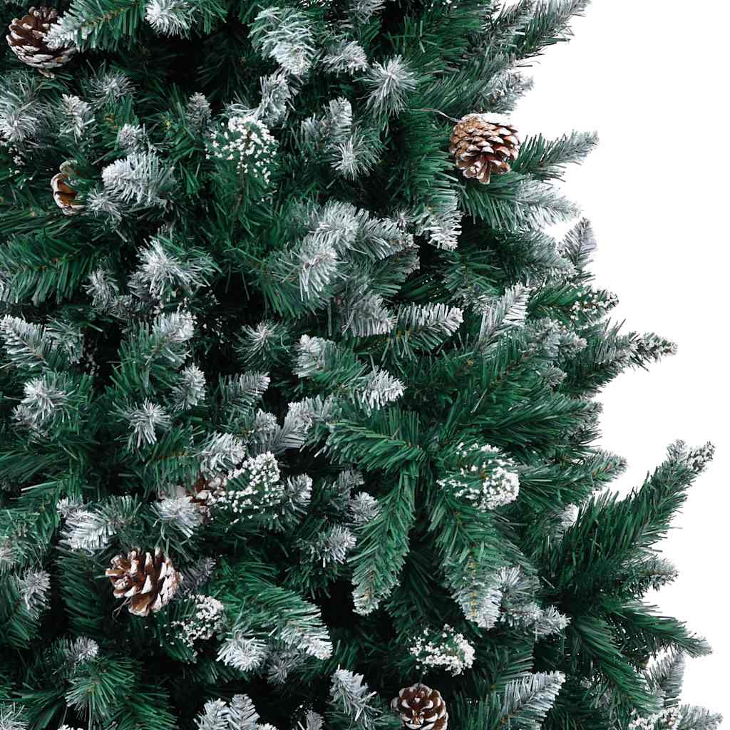 Vidaxl kunstkerstboom met dennenappels en witte sneeuw 210 cm