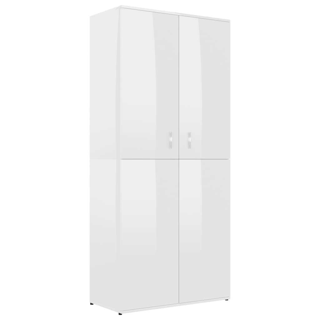 Vidaxl Schong Cabinet 80x39x178 cm veraarbechte Holz héich Glanz wäiss