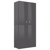 Vidaxl Schong Cabinet 80x39x178 cm veraarbechte Holz héich Glanz Grey