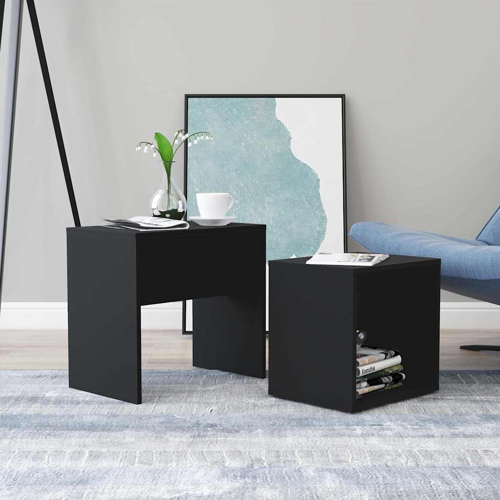 Vidaxl salontafelset 48x30x45 cm bewerkt hout zwart