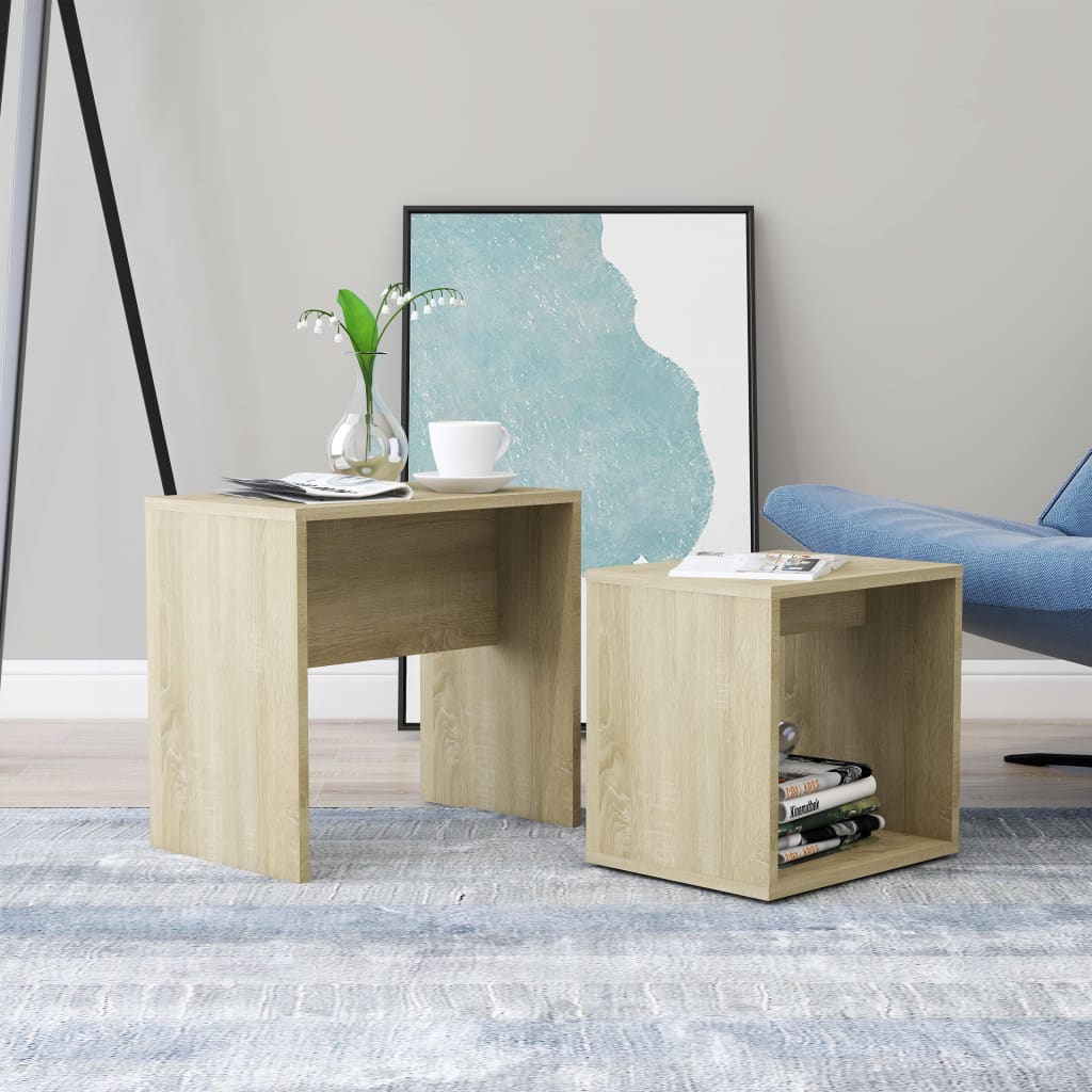 Vidaxl salontafelset 48x30x45 cm bewerkt hout sonoma eikenkleurig