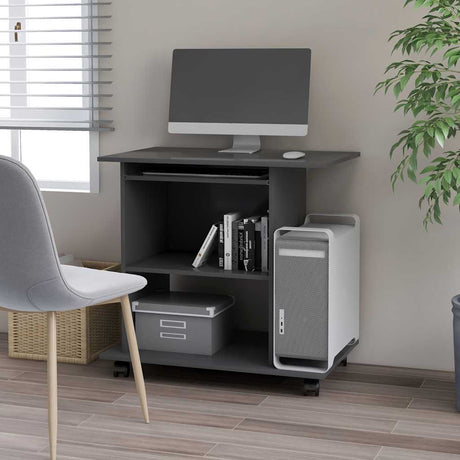 Vidaxl computerbureau 80x50x75 cm spaanplaat grijs