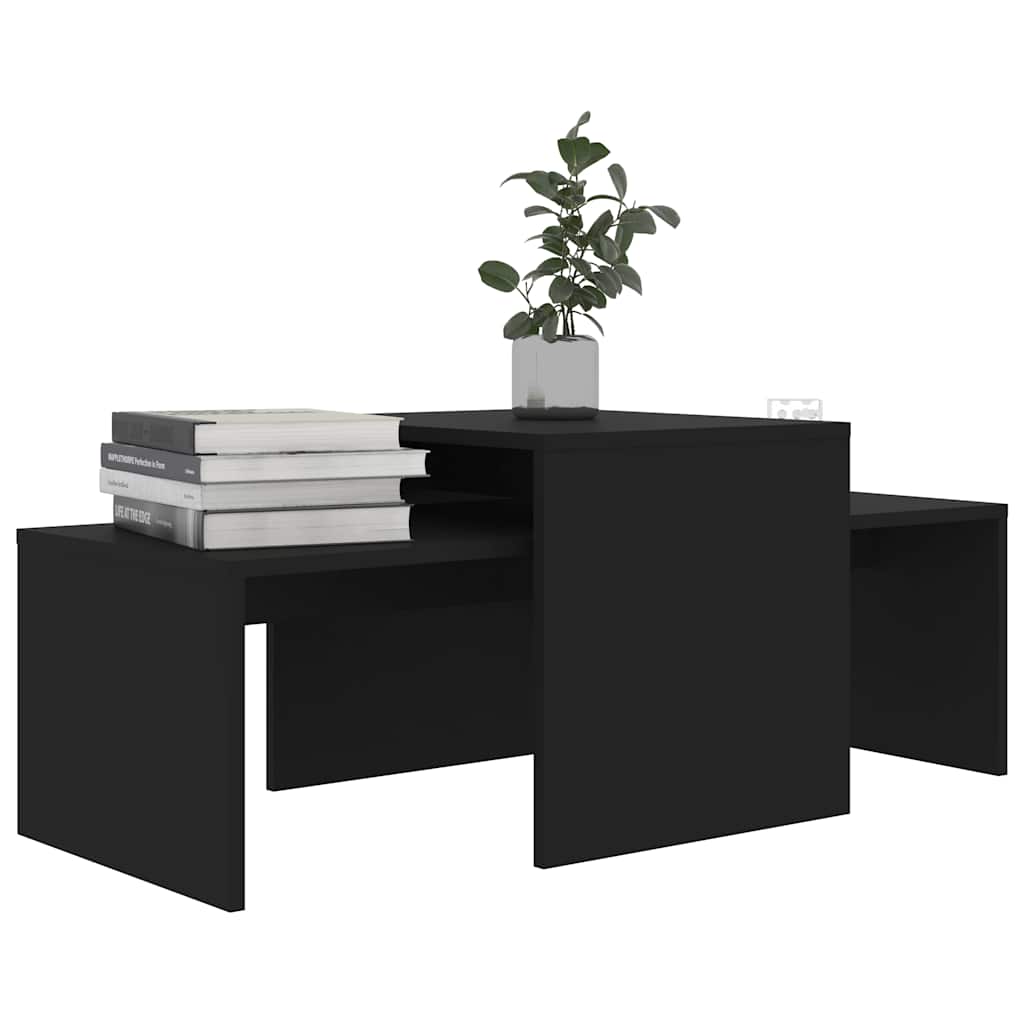 Vidaxl salontafelset 100x48x40 cm bewerkt hout zwart