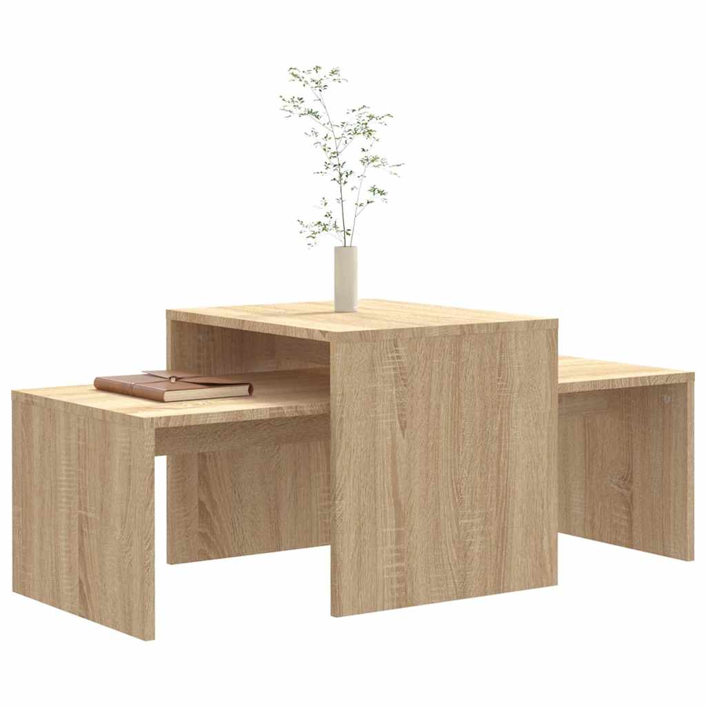 Vidaxl salontafelset 100x48x40 cm bewerkt hout sonoma eikenkleurig