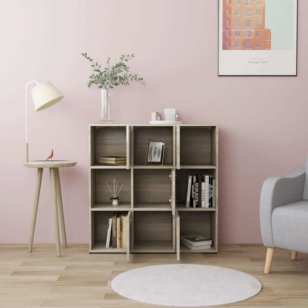 Vidaxl boekenkast 90x30x90 cm bewerkt hout sonoma eikenkleurig