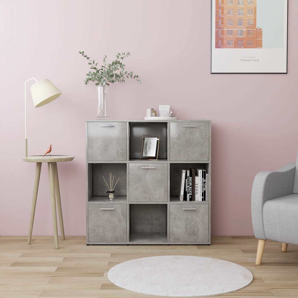 Vidaxl boekenkast 90x30x90 cm bewerkt hout betongrijs