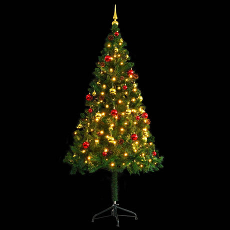 Vidaxl kunstkerstboom met verlichting en kerstballen 180 cm groen