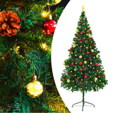 Vidaxl Kunstkerstboom con iluminación y bolas de Navidad de 210 cm verde