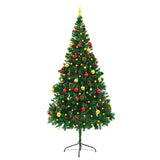 Vidaxl Kunstkerstboom con iluminación y bolas de Navidad de 210 cm verde