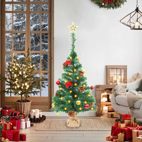 Vidaxl kunstkerstboom met verlichting en kerstballen 64 cm groen