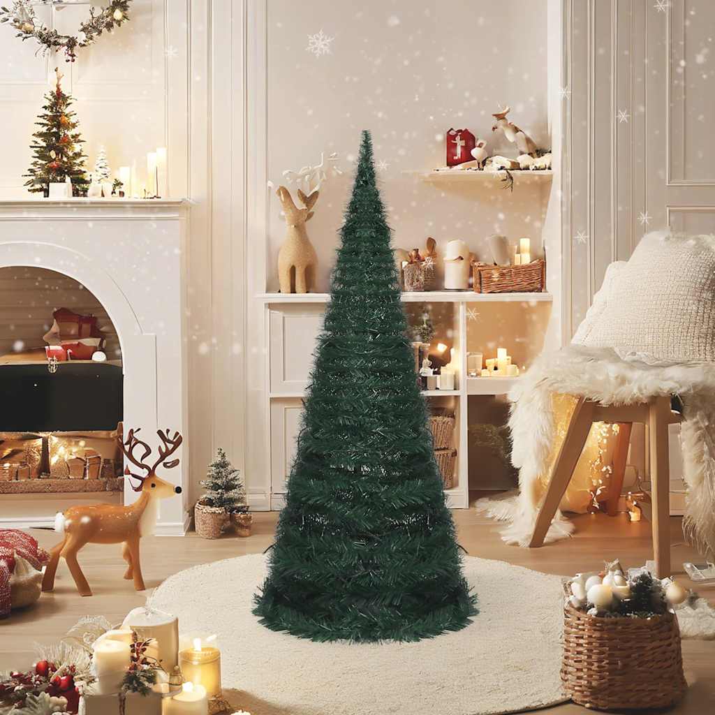 Vidaxl Kunstkerstboom con illuminazione pop-up 210 cm verde