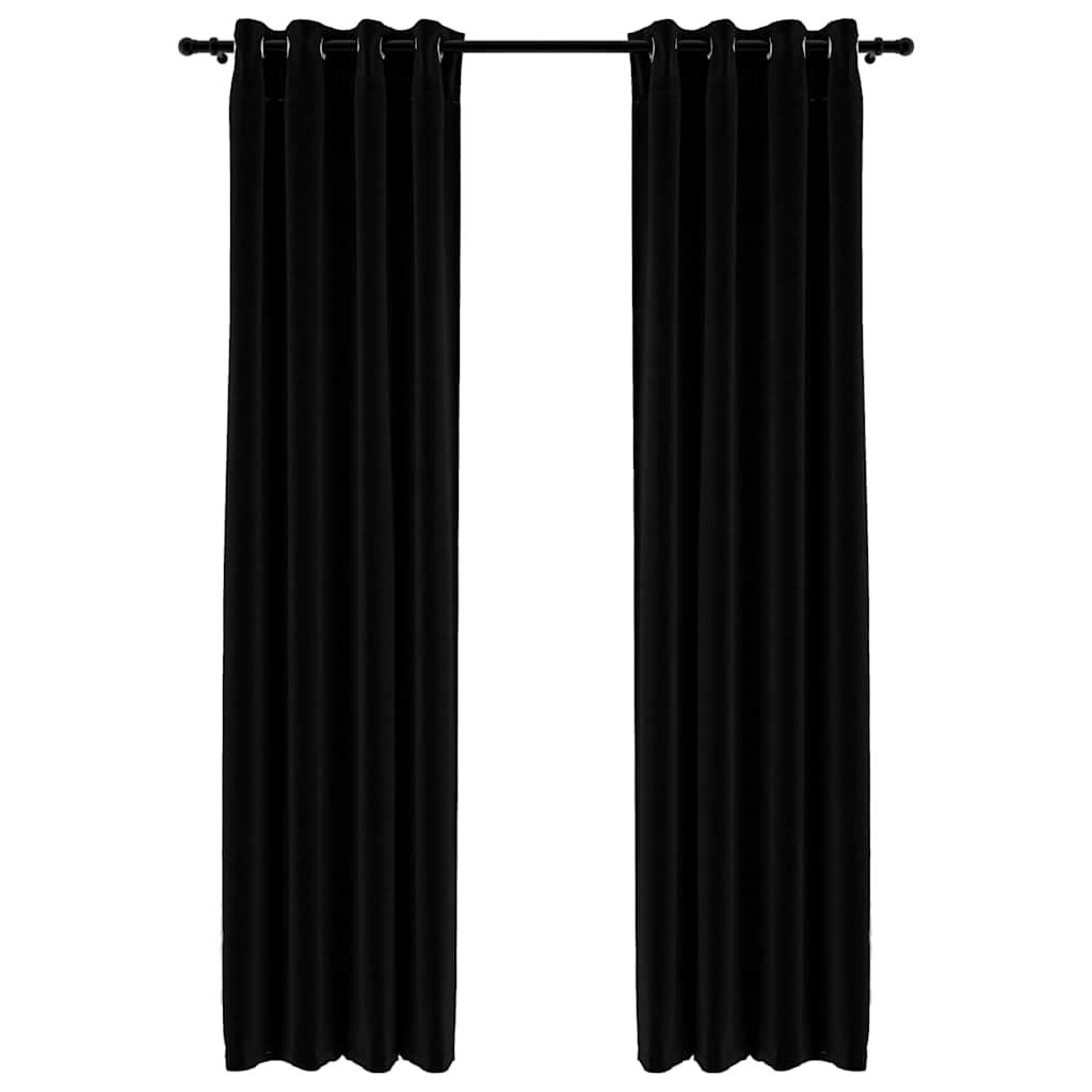 VidaXL Curtains Linen Look Damning Eyes 2 st 140x245 cm Black