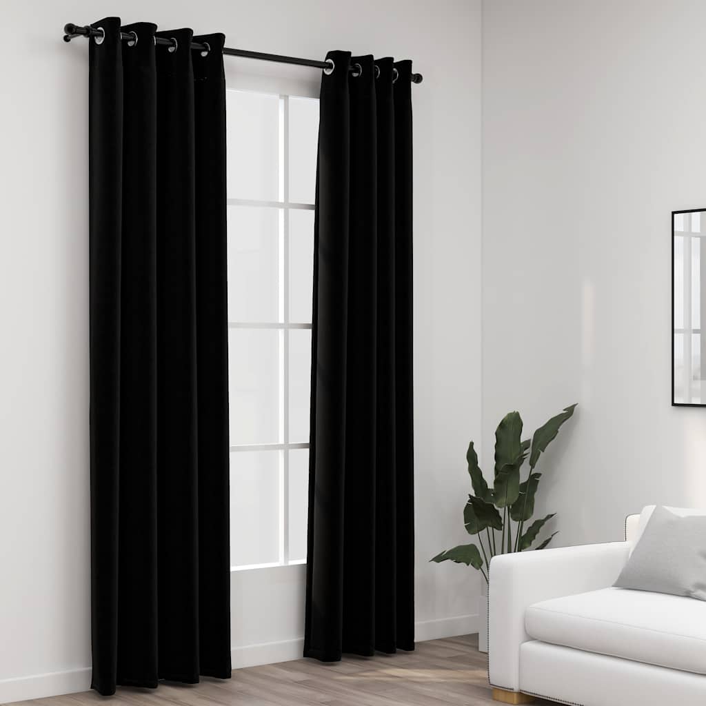 VidaXL Curtains Linen Look Damning Eyes 2 st 140x245 cm Black